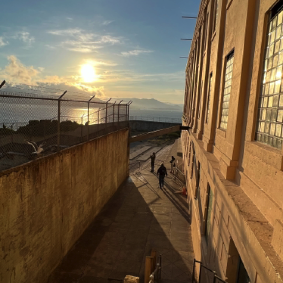 Chris, Brian & Marisol in the recreation area on Alcatraz