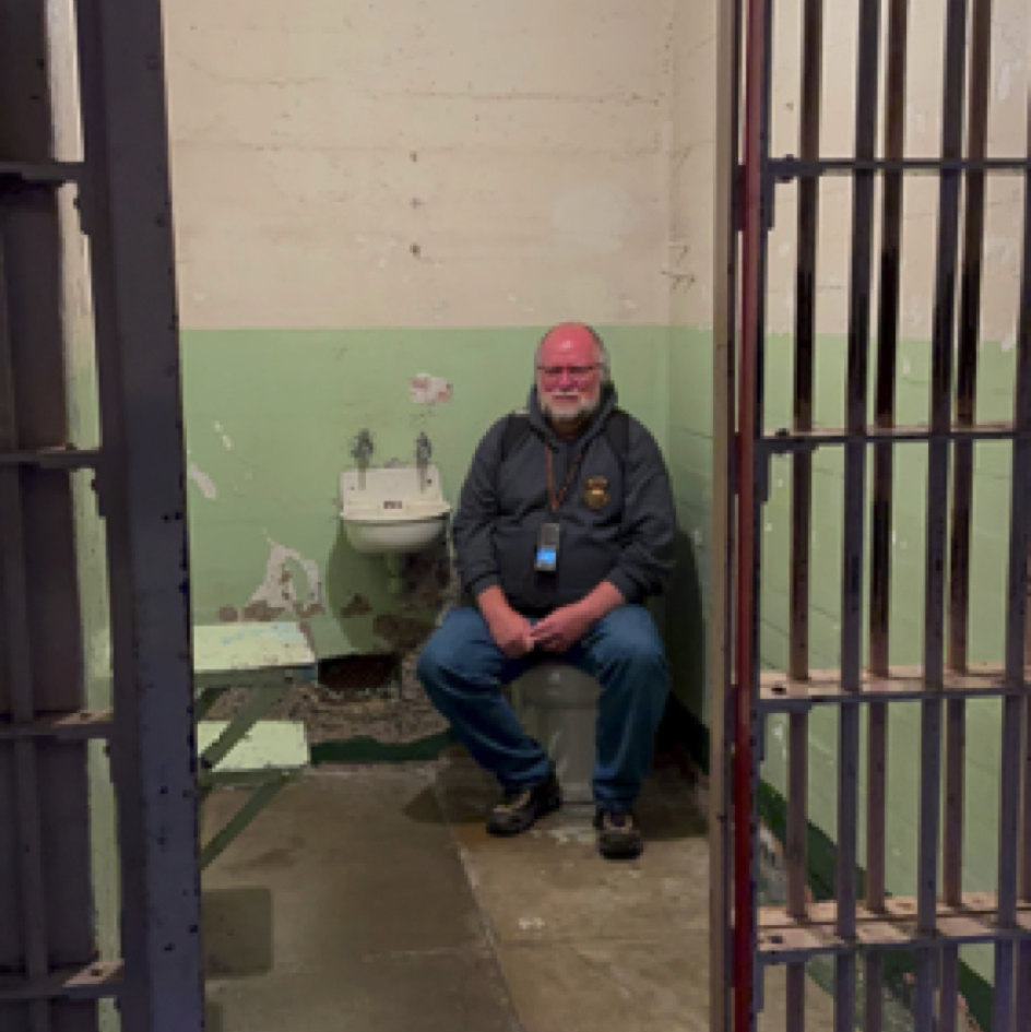 Brian testing the cells on Alcatraz