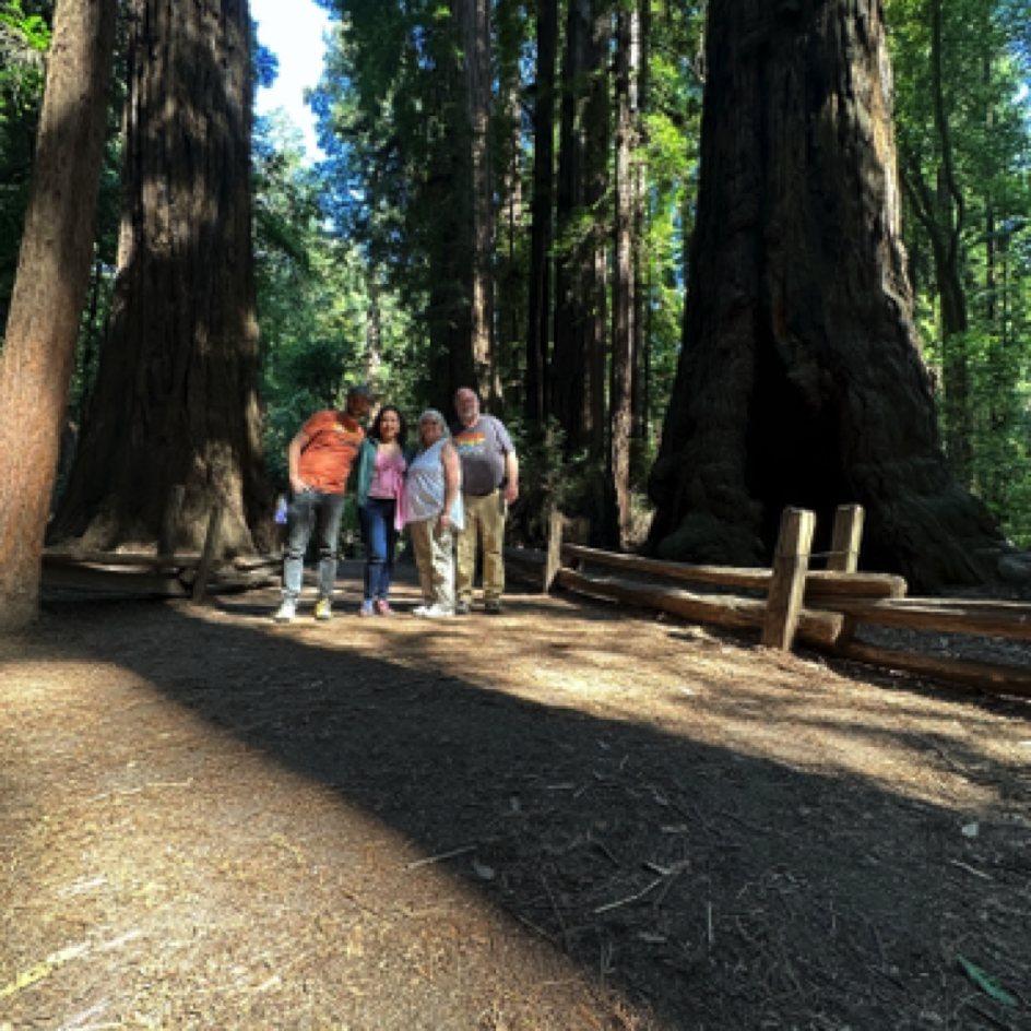 Chris, Marisol, Donna & Brian at Henry Cowell Redwoods State Park